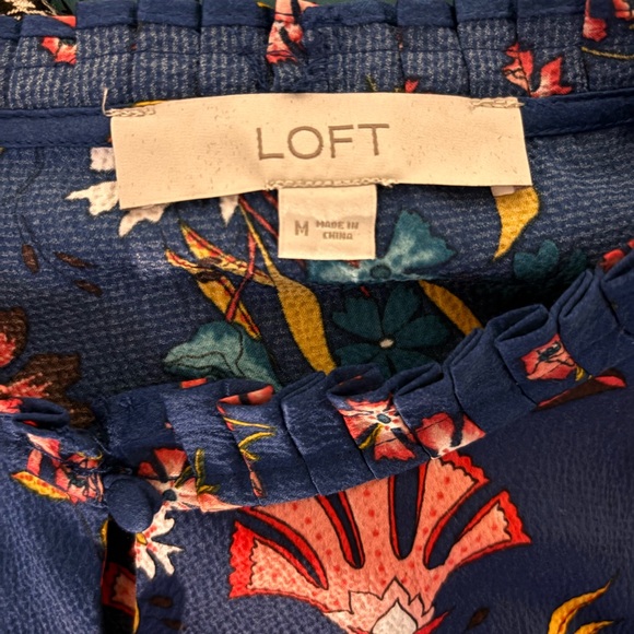 LOFT Iconic Blue Floral Long Sleeve Dress - Picture 11 of 14